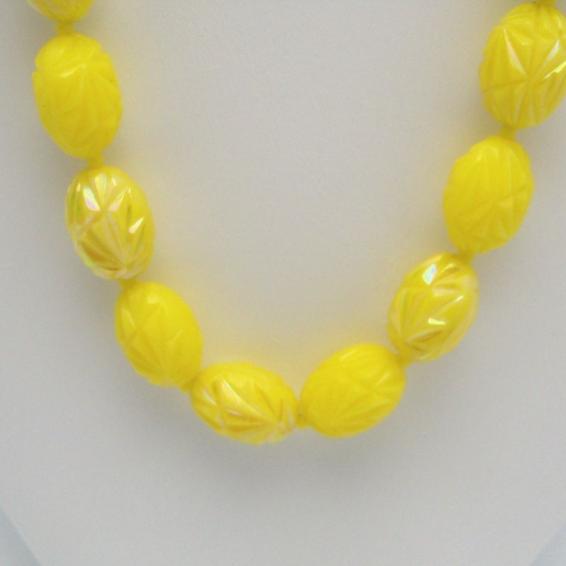 Lemony Yellow Austrian Plastic Bead Necklace Lemony Yellow Austrian Plastic Bead Necklace
