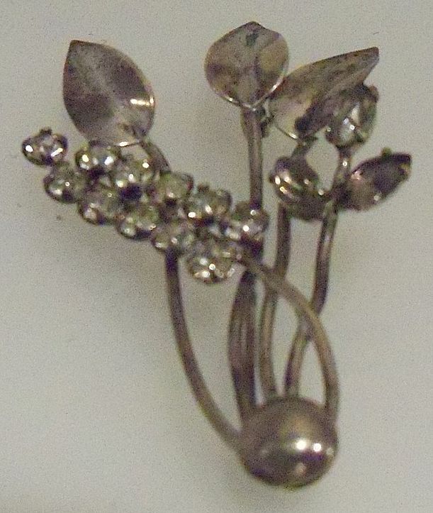 Sterling Leaf with Rhinestone Brooch Sterling Leaf with Rhinestone Brooch
