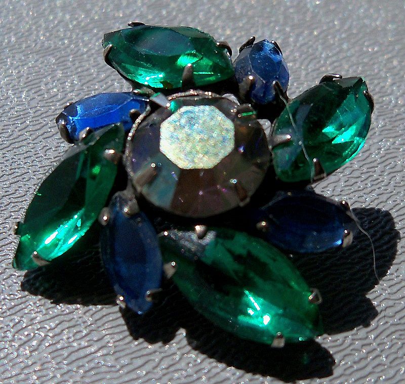 Kramer Dark Blue and Green Swirling Rhinestone Earrings Kramer Dark Blue and Green Swirling Rhinestone Earrings