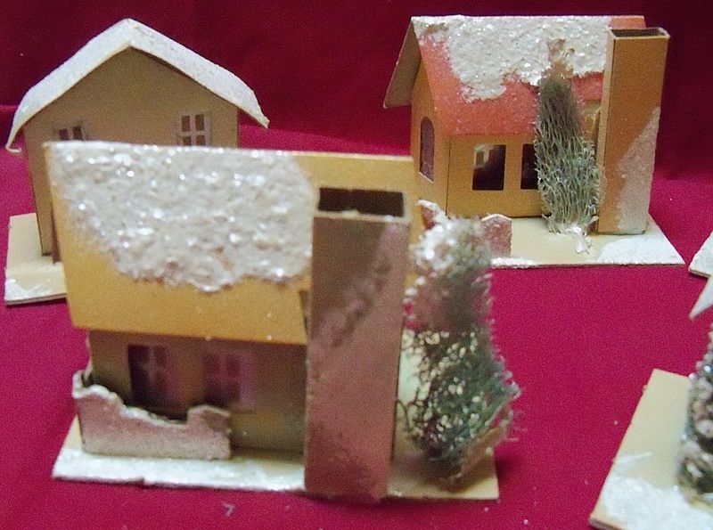 Collection of Eight Mica Putz Houses Collection of Eight Mica Putz Houses