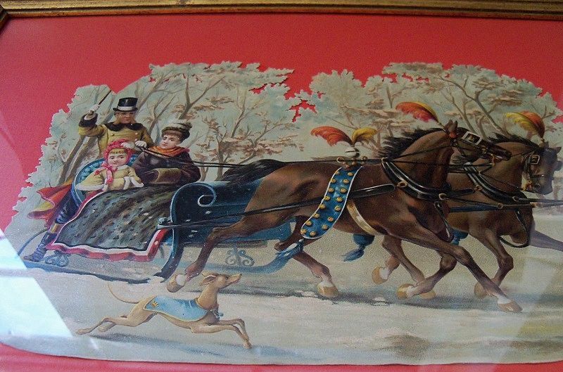 Framed Victorian Diecut Of Winter Wonderland Sleigh Ride Framed Victorian Diecut Of Winter Wonderland Sleigh Ride