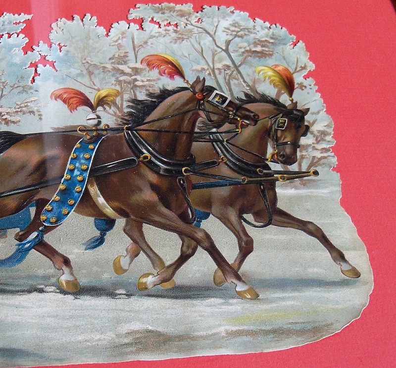 Framed Victorian Diecut Of Winter Wonderland Sleigh Ride Framed Victorian Diecut Of Winter Wonderland Sleigh Ride