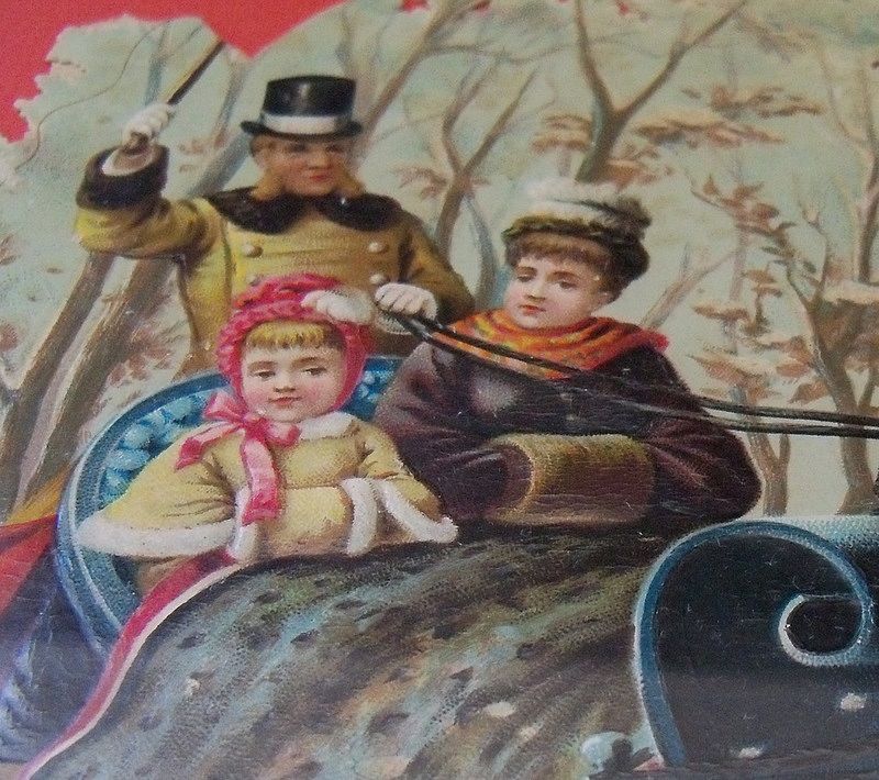 Framed Victorian Diecut Of Winter Wonderland Sleigh Ride Framed Victorian Diecut Of Winter Wonderland Sleigh Ride