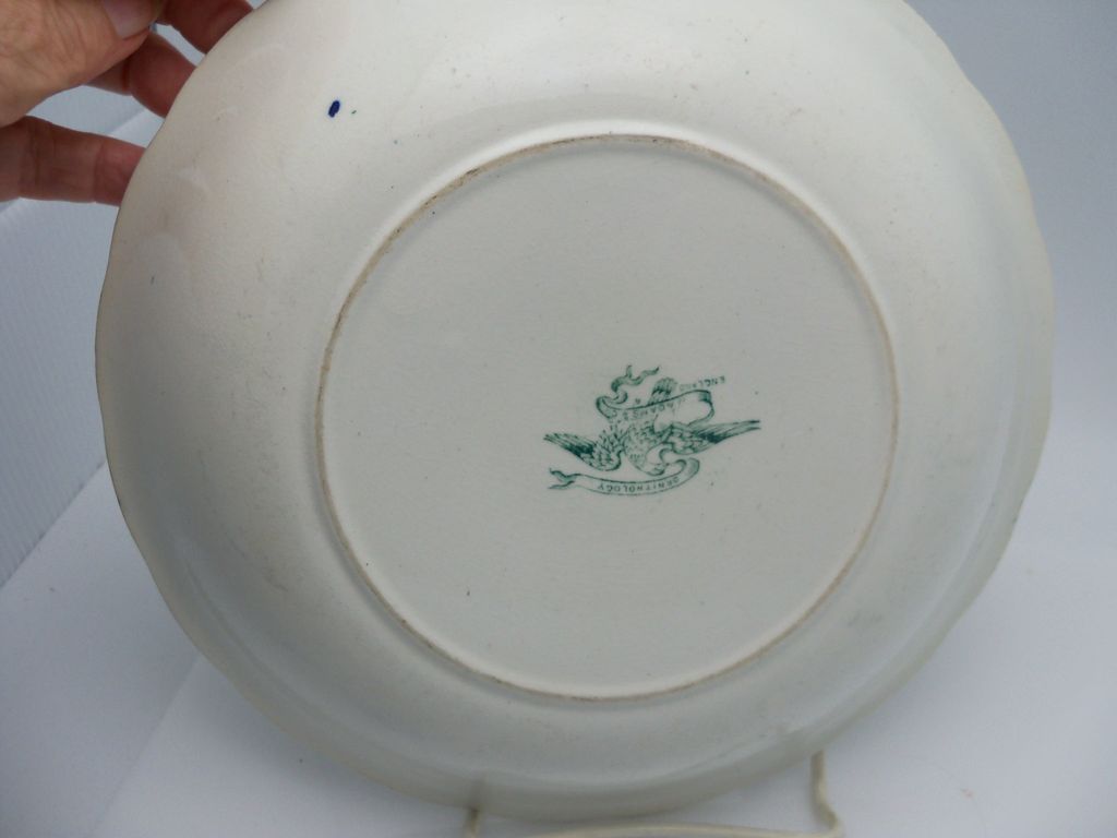 Green Transferware Shallow Bowl "Ornithology" Green Transferware Shallow Bowl "Ornithology"