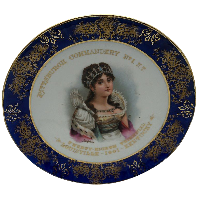 Advertising Cobalt and Gold Trimmed Plate "Josephine Bonaparte" Advertising Cobalt and Gold Trimmed Plate "Josephine Bonaparte"