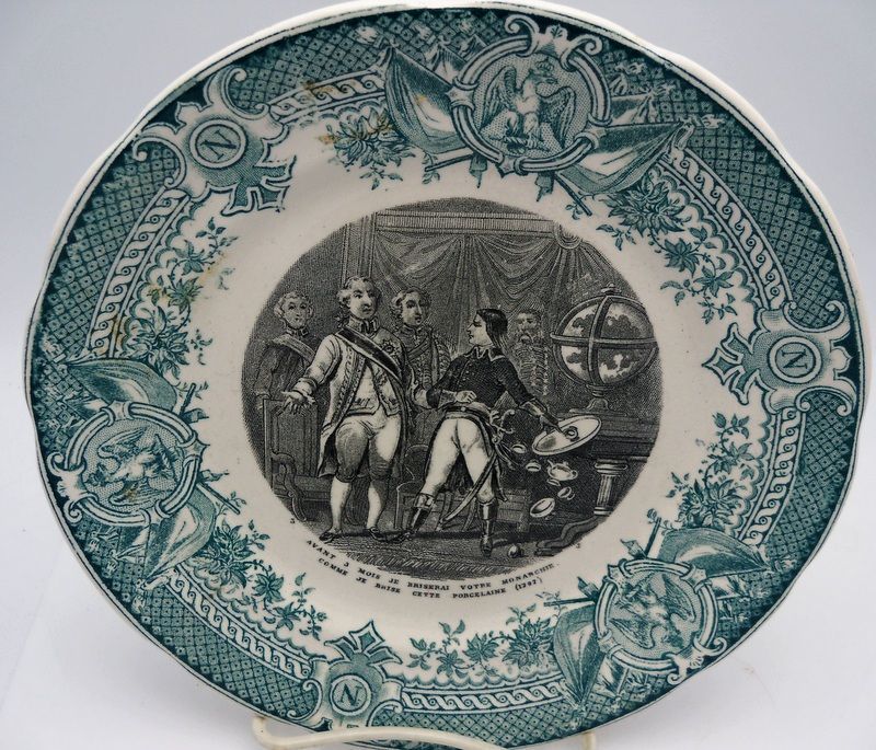 Sarreguemines Green Transferware Napoleon Plate Sarreguemines Green Transferware Napoleon Plate