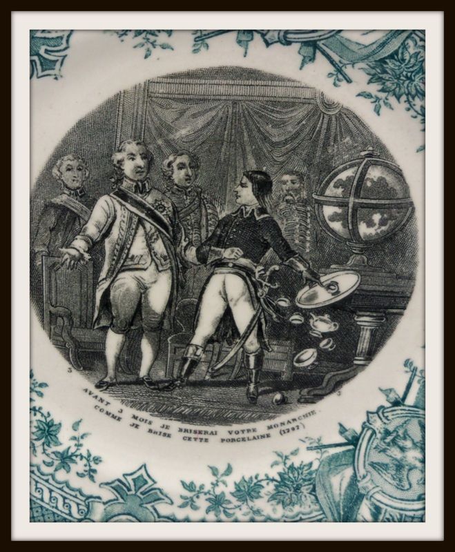 Sarreguemines Green Transferware Napoleon Plate Sarreguemines Green Transferware Napoleon Plate
