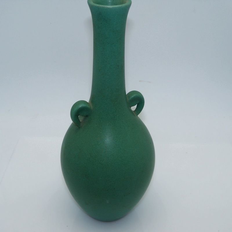 Blue Green Two Handled Bud Vase Blue Green Two Handled Bud Vase