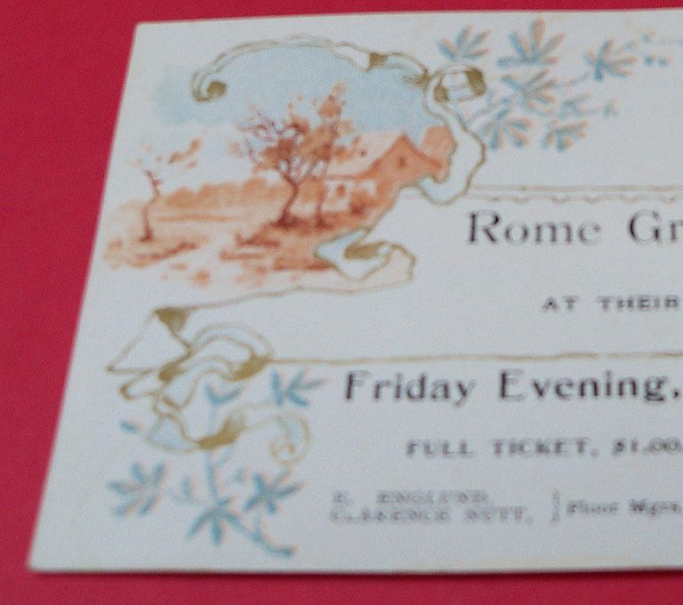 Victorian Social and Dance Ticket 1893 Victorian Social and Dance Ticket 1893