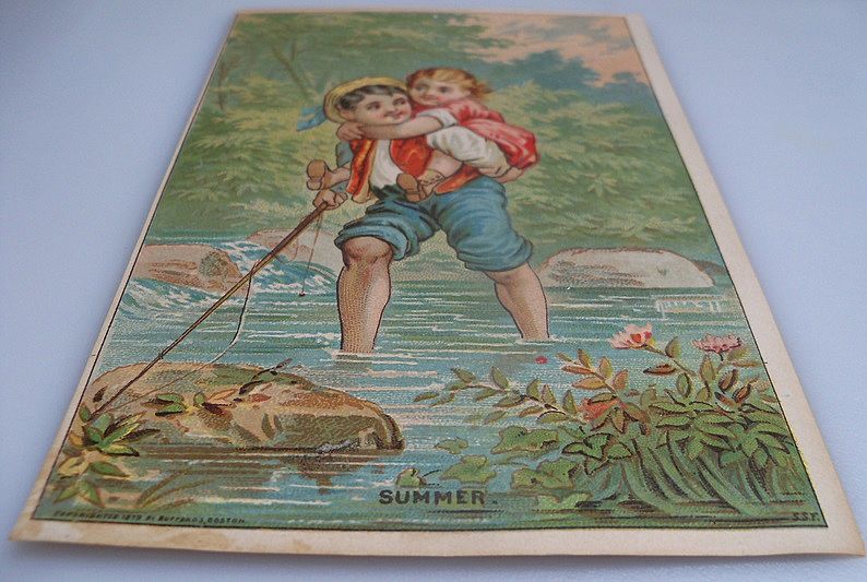 Victorian Store Giveaway Card Brother Carrying Sister Victorian Store Giveaway Card Brother Carrying Sister