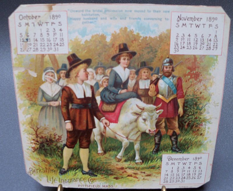 1890 Victorian Calendar Pages with Thanksgiving Theme 1890 Victorian Calendar Pages with Thanksgiving Theme