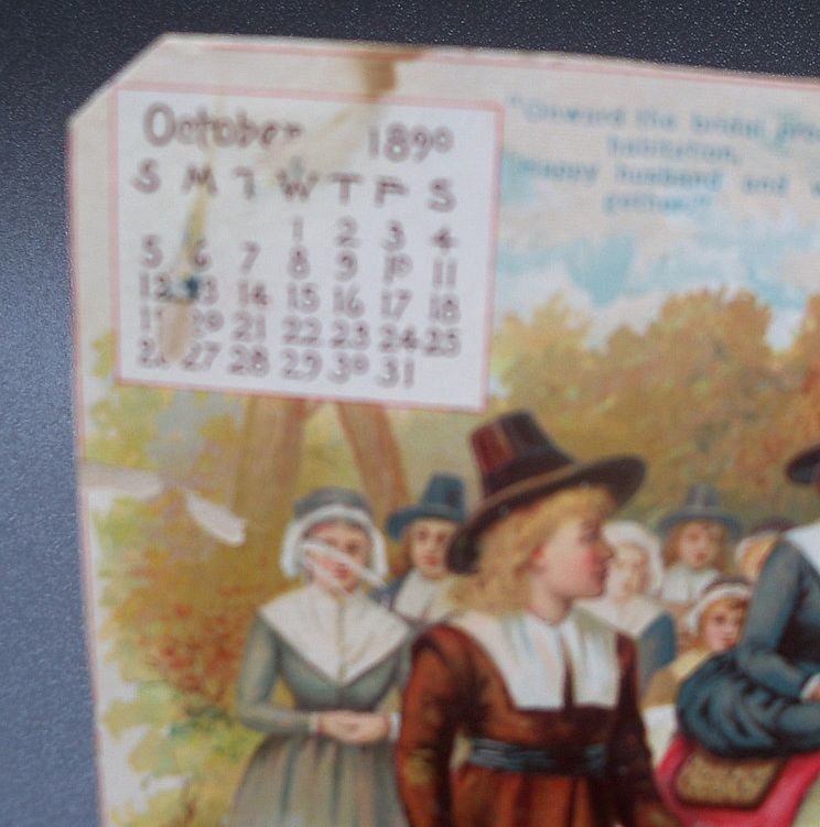 1890 Victorian Calendar Pages with Thanksgiving Theme 1890 Victorian Calendar Pages with Thanksgiving Theme