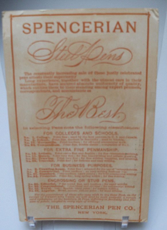 Advertising Trade Card Spencerian Pen Co Advertising Trade Card Spencerian Pen Co