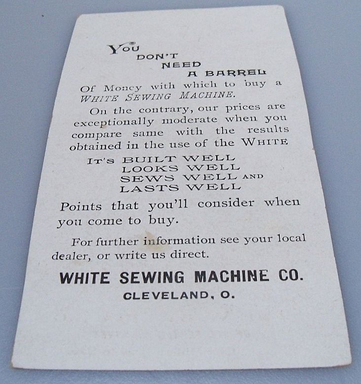 Advertising Trade Card: White Sewing Machine Advertising Trade Card: White Sewing Machine