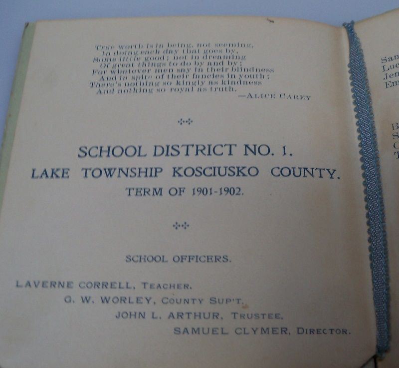 Autumn Booklet of School District 1901-1902 Autumn Booklet of School District 1901-1902