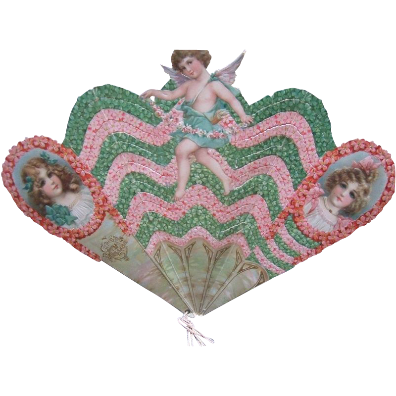 Valentine Fan of Beautiful Girls and Cupid Valentine Fan of Beautiful Girls and Cupid