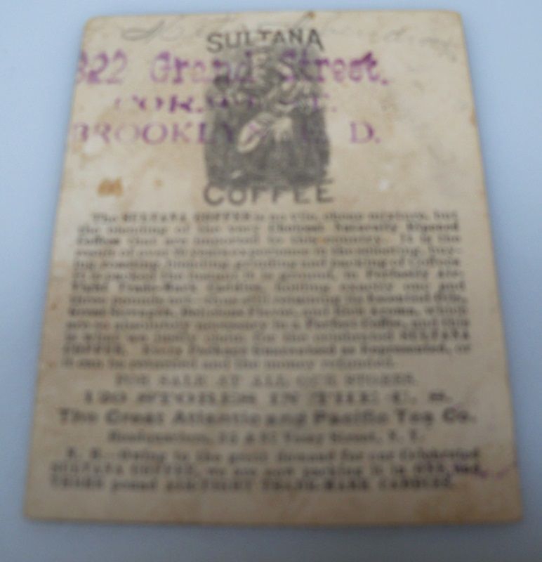 Advertising Trade Card "Sultana Coffee" Advertising Trade Card "Sultana Coffee"