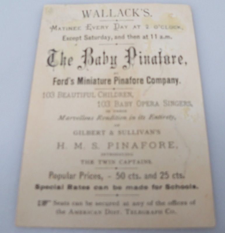 Advertising Trade Card "The Baby Pinafore" Advertising Trade Card "The Baby Pinafore"