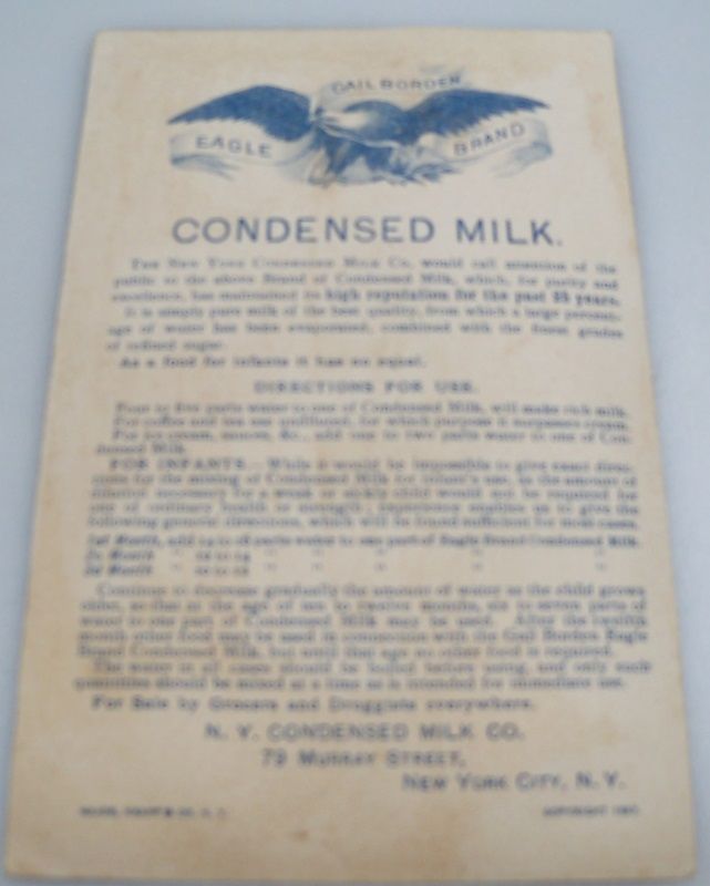 Advertising Trade Card "Borden Milk" Advertising Trade Card "Borden Milk"