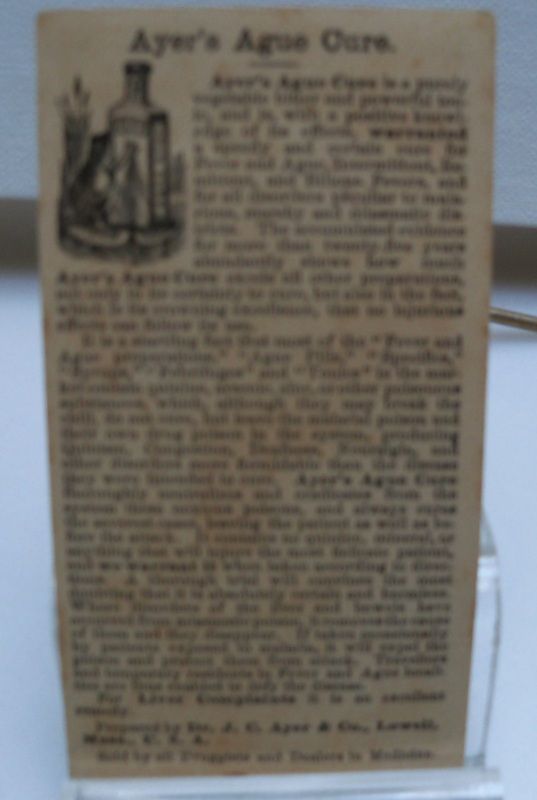 Advertising Trade Card "Ayers Ague Cure" Advertising Trade Card "Ayers Ague Cure"