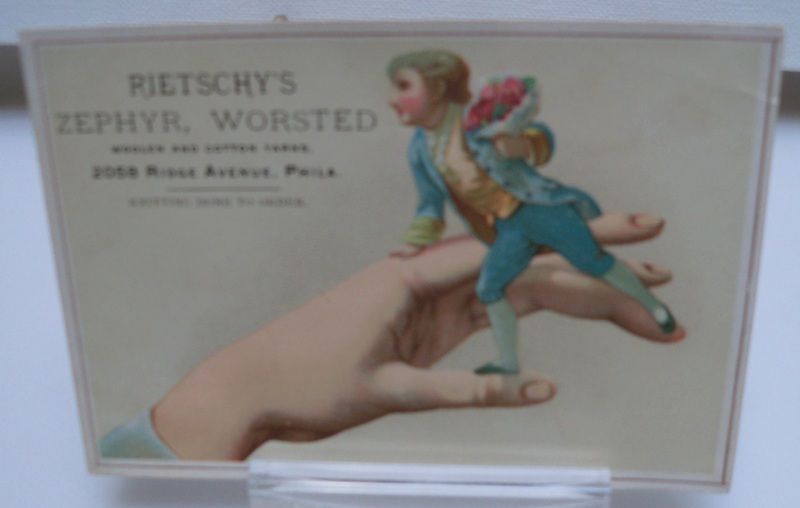 Four advertising trade cards "woolen and cotton yarns Four advertising trade cards "woolen and cotton yarns