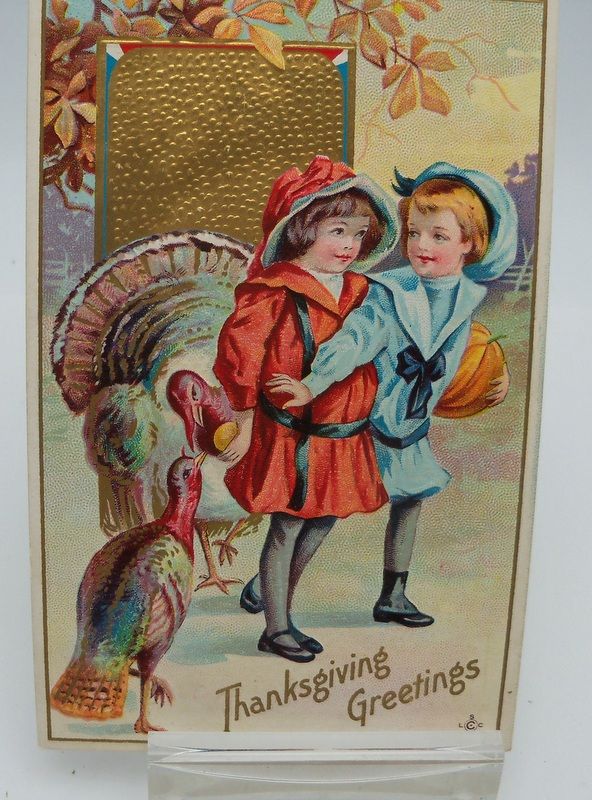 Thanksgiving Postcard Children and Turkeys Thanksgiving Postcard Children and Turkeys