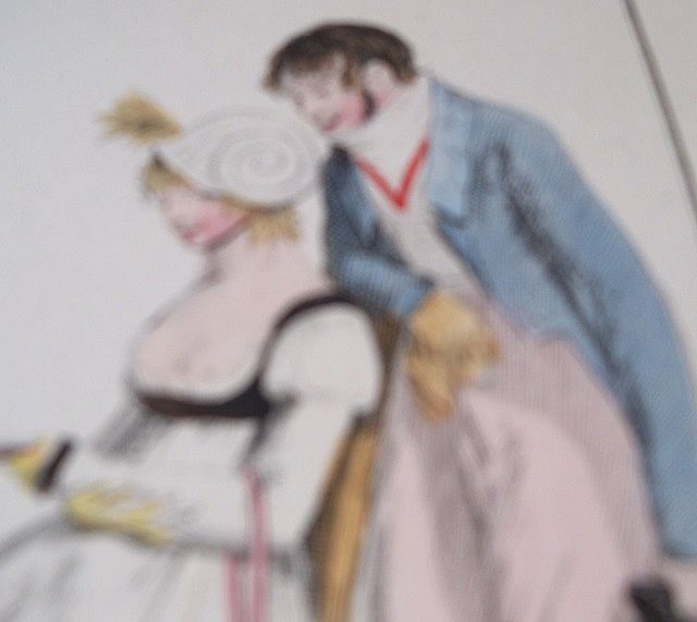 Two French Empire Fashion Prints of Two Couples Two French Empire Fashion Prints of Two Couples
