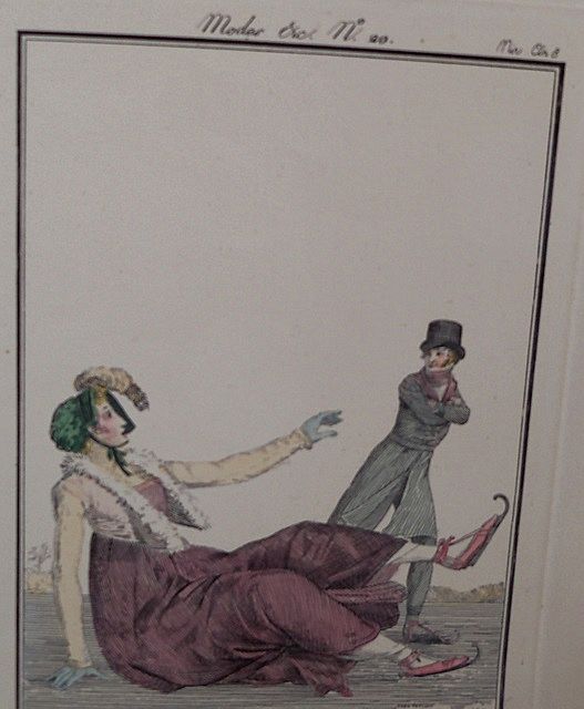 Two French Empire Fashion Prints of Two Couples Two French Empire Fashion Prints of Two Couples