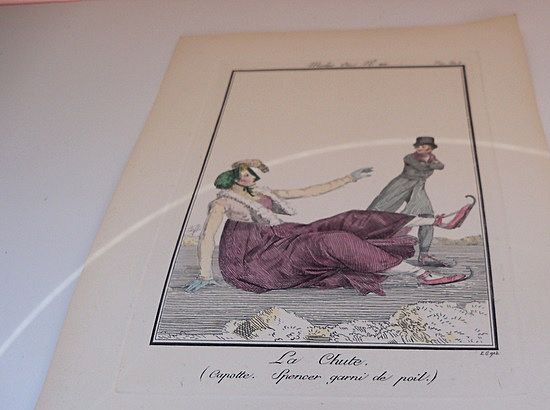 Two French Empire Fashion Prints of Two Couples Two French Empire Fashion Prints of Two Couples