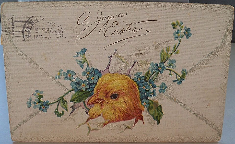 Easter Card with Baby Chick and Flowers Easter Card with Baby Chick and Flowers