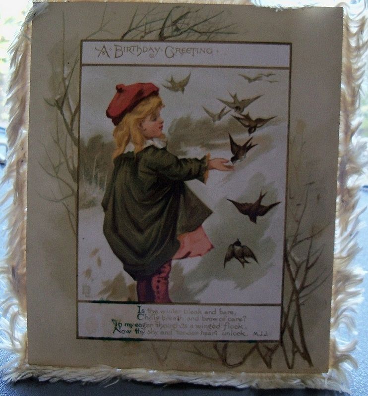 Lovely Fringed Victorian Birthday Card Lovely Fringed Victorian Birthday Card