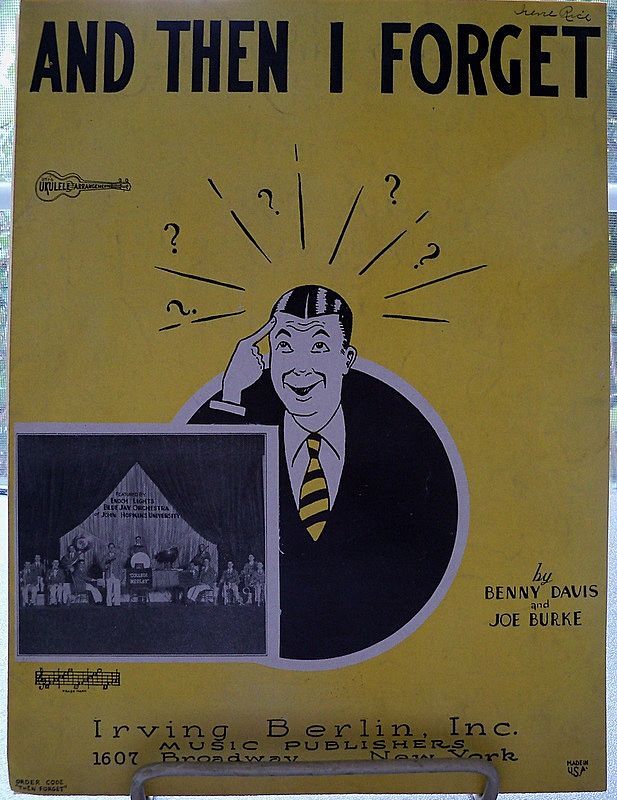 Striking Yellow and Black Sheet Music "And Then I Forget" Striking Yellow and Black Sheet Music "And Then I Forget"