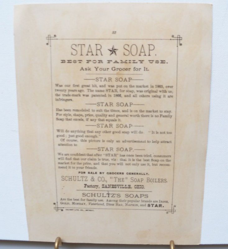 Large Advertising Trade Card for Star Soap Large Advertising Trade Card for Star Soap