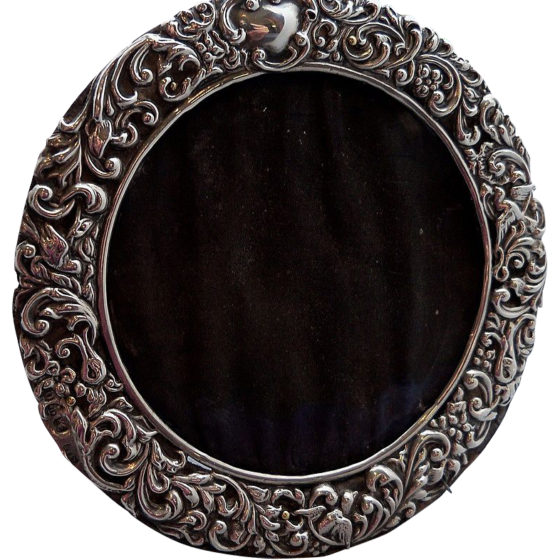 English Sterling Round Ornate Picture Frame English Sterling Round Ornate Picture Frame
