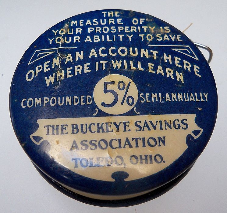 Celluloid Flat Tape Measure of Ohio Bank Celluloid Flat Tape Measure of Ohio Bank