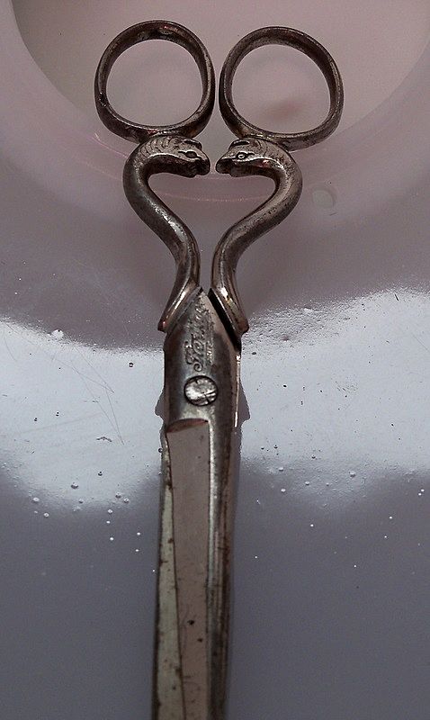 Figural Cobra Shank Scissors with Unusual Bow Placement Figural Cobra Shank Scissors with Unusual Bow Placement