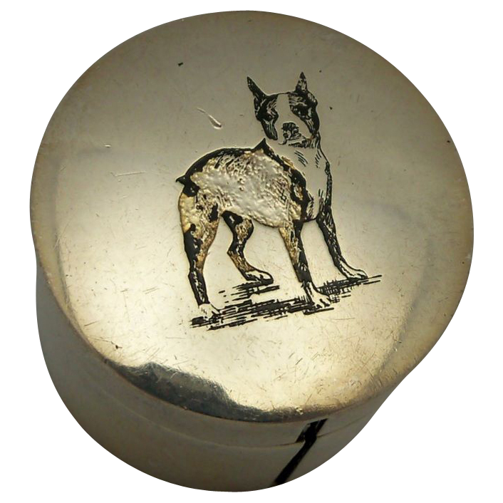 Thomae Co. Sterling Ribbon Holder with engraved dog Thomae Co. Sterling Ribbon Holder with engraved dog