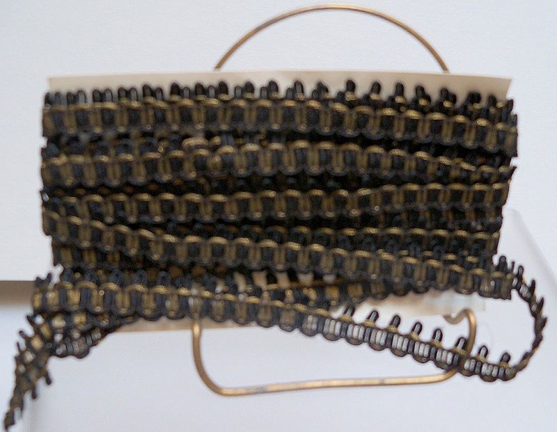 Narrow Black Trim with Gold Metallic Thread Narrow Black Trim with Gold Metallic Thread