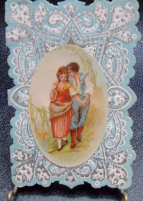 Small Blue and Silver Valentine with Loving Boyfriend and Girlfriend Small Blue and Silver Valentine with Loving Boyfriend and Girlfriend