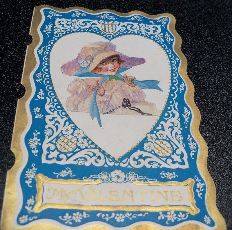 Blue and Gold Valentine with Pretty Girl in Heart Blue and Gold Valentine with Pretty Girl in Heart