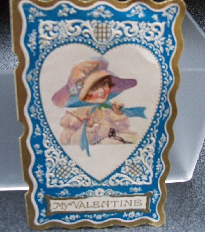 Blue and Gold Valentine with Pretty Girl in Heart Blue and Gold Valentine with Pretty Girl in Heart
