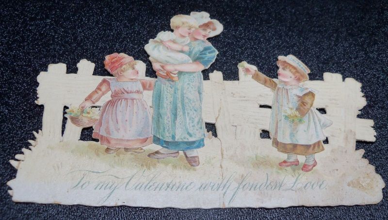 Early Victorian Children Valentine Card Early Victorian Children Valentine Card