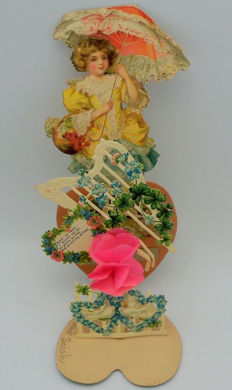 Sweet Little Girl with Umbrella Hone comb Puff Valentine Sweet Little Girl with Umbrella Hone comb Puff Valentine