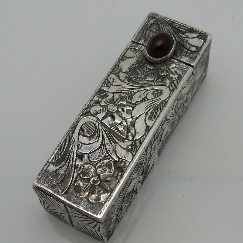 Italian Silver Lipstick Carrying Case with Mirror Italian Silver Lipstick Carrying Case with Mirror