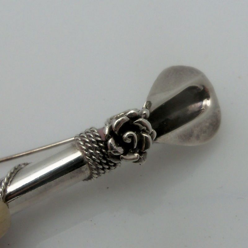 Sterling Silver Lapel Posey Holder with Figural Rose Sterling Silver Lapel Posey Holder with Figural Rose