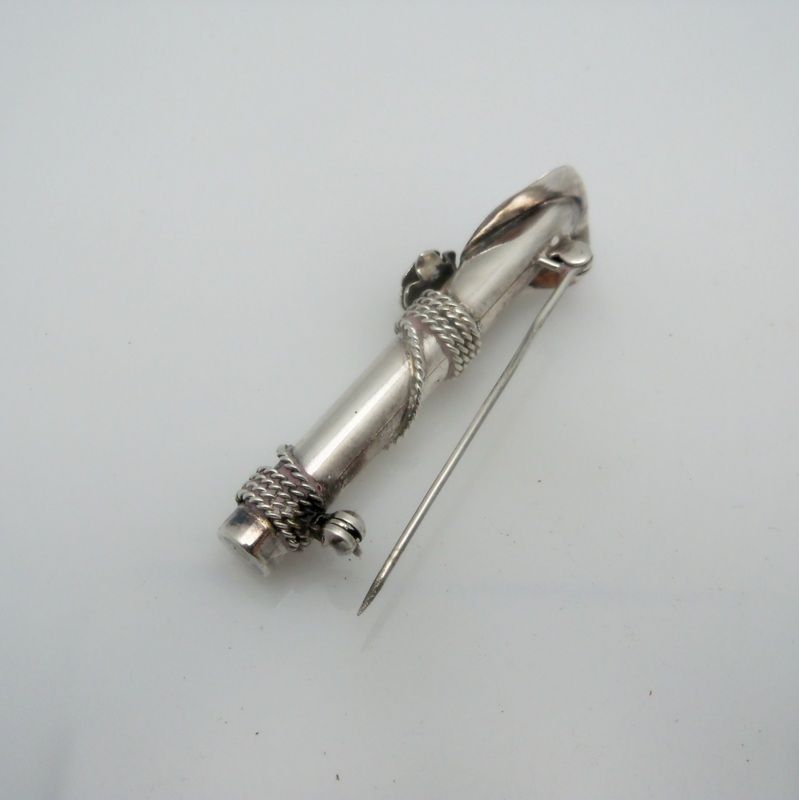 Sterling Silver Lapel Posey Holder with Figural Rose Sterling Silver Lapel Posey Holder with Figural Rose