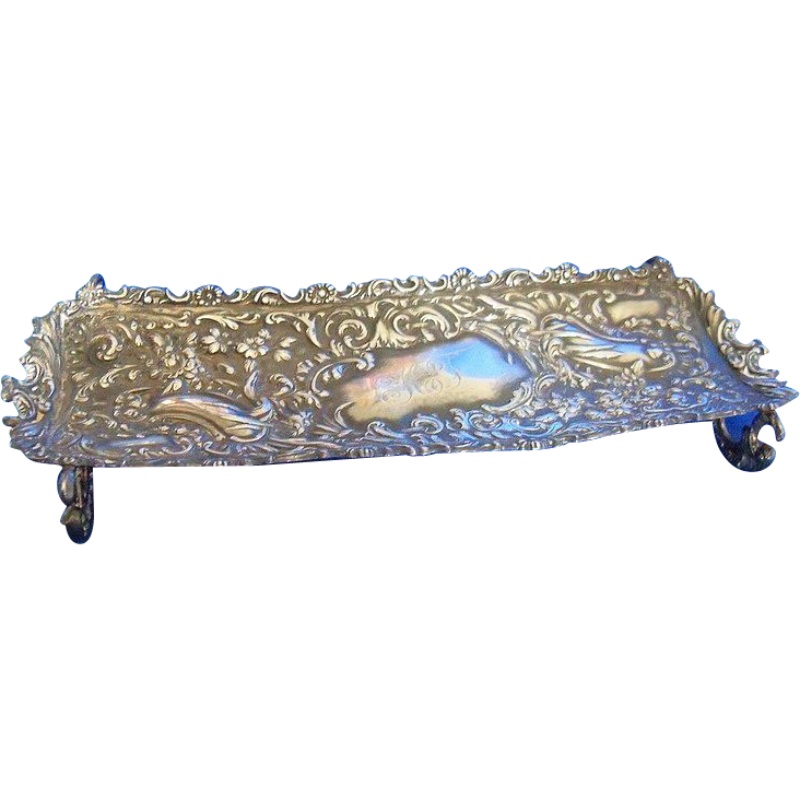 Silverplate Dip Pen Holder with Monogram 1880 Silverplate Dip Pen Holder with Monogram 1880