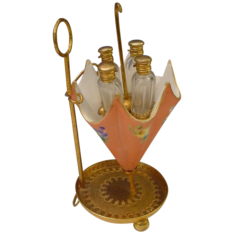 Magnificent Palais Royal Scent Caddy " Hand Painted Opaline Umbrella" Magnificent Palais Royal Scent Caddy " Hand Painted Opaline Umbrella"
