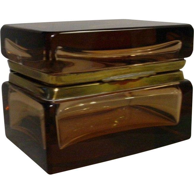 Art Deco Murano Amber Hinged Box Art Deco Murano Amber Hinged Box
