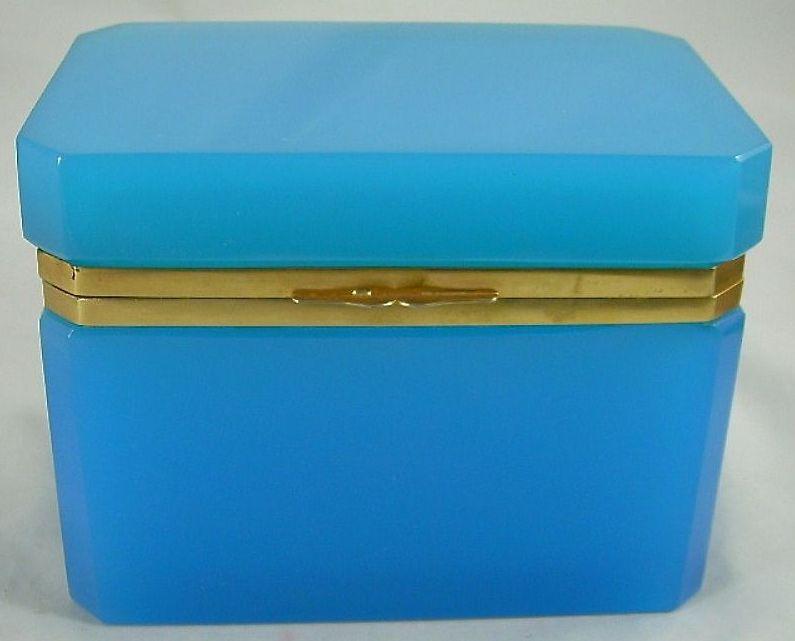 Very Fine Antique Blue Opaline Casket "Large" Very Fine Antique Blue Opaline Casket "Large"